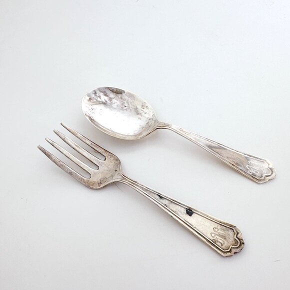 WEBSTER CO STERLING SILVER CHILDS FORK AND SPOON SET - Picture 3 of 10